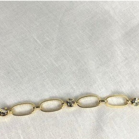 SORRELLI Paige Crystal Tennis Bracelet Gold Plated Chain Link Paperclick - Picture 3 of 6